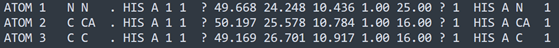 ATOM records from glucagon, CIF format.
