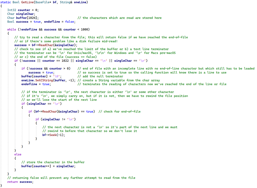 GetLine() function source code.