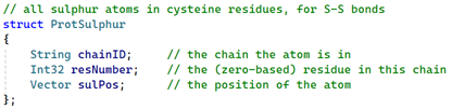 Code for the sulphur atoms struct.