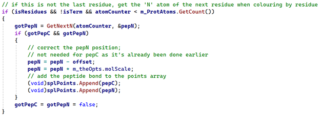 Getting the 'N' atom of the next residue in the chain.