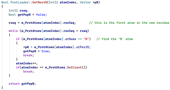 Function to get the 'N' atom from the next residue.