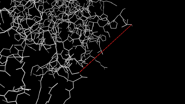 Missing residues as dashed line placeholder.
