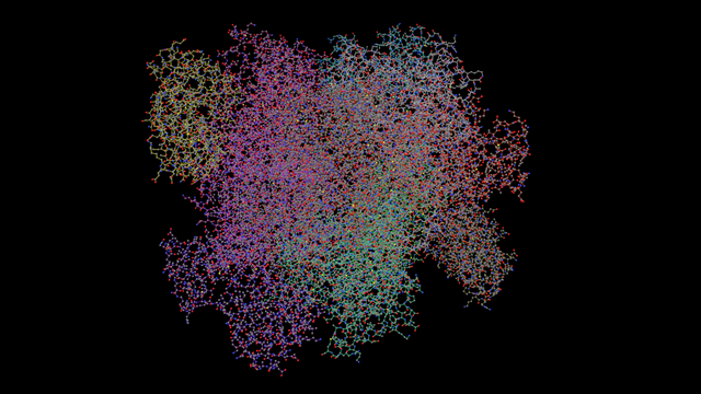 Colour by chain with atoms shown.
