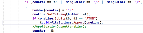 Code to store ATOM records in a array.