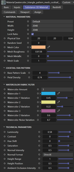 Substance 3D Material node attributes