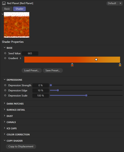Red Planet user interface
